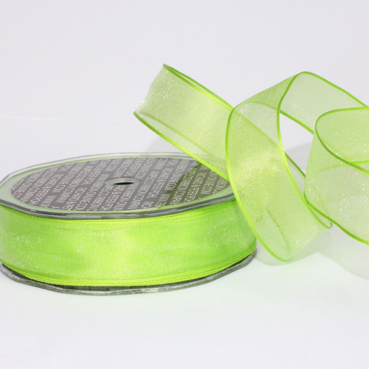 The Ribbon People Shimmering Neon Green Crystal Wired Edge Craft Ribbon 1" x 54 Yards